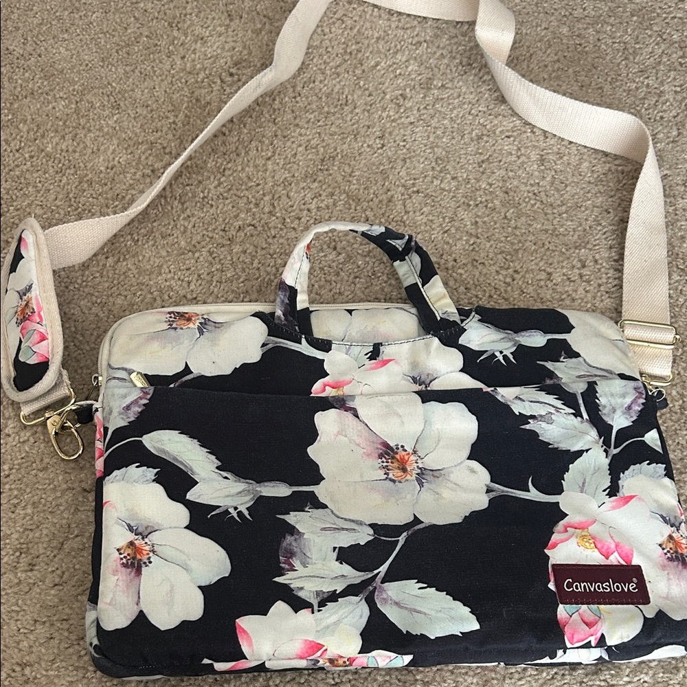 Floral Laptop Bag with Strap